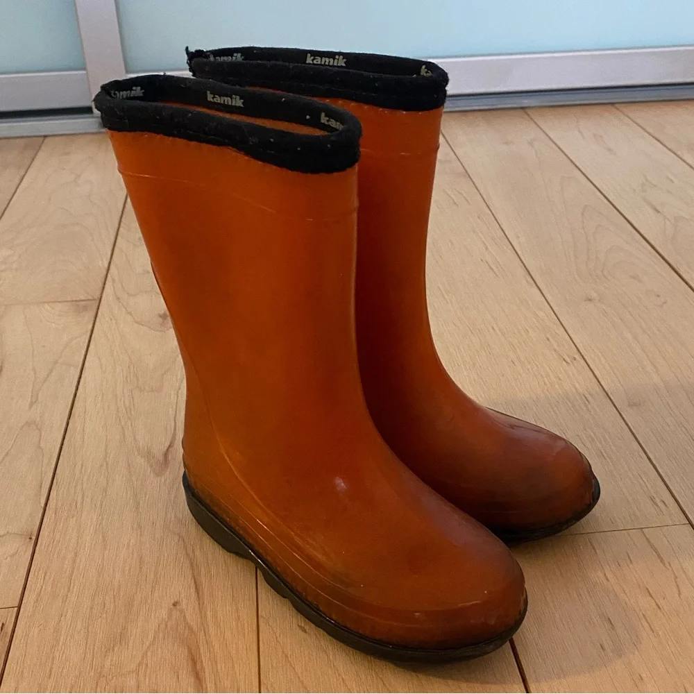 Kamik Vibrant Orange Kids Waterproof Boots Size 10